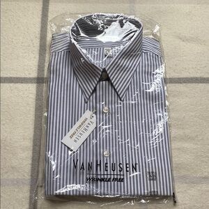 Van Heusen Gray And White Striped Men's Shirt Size Large